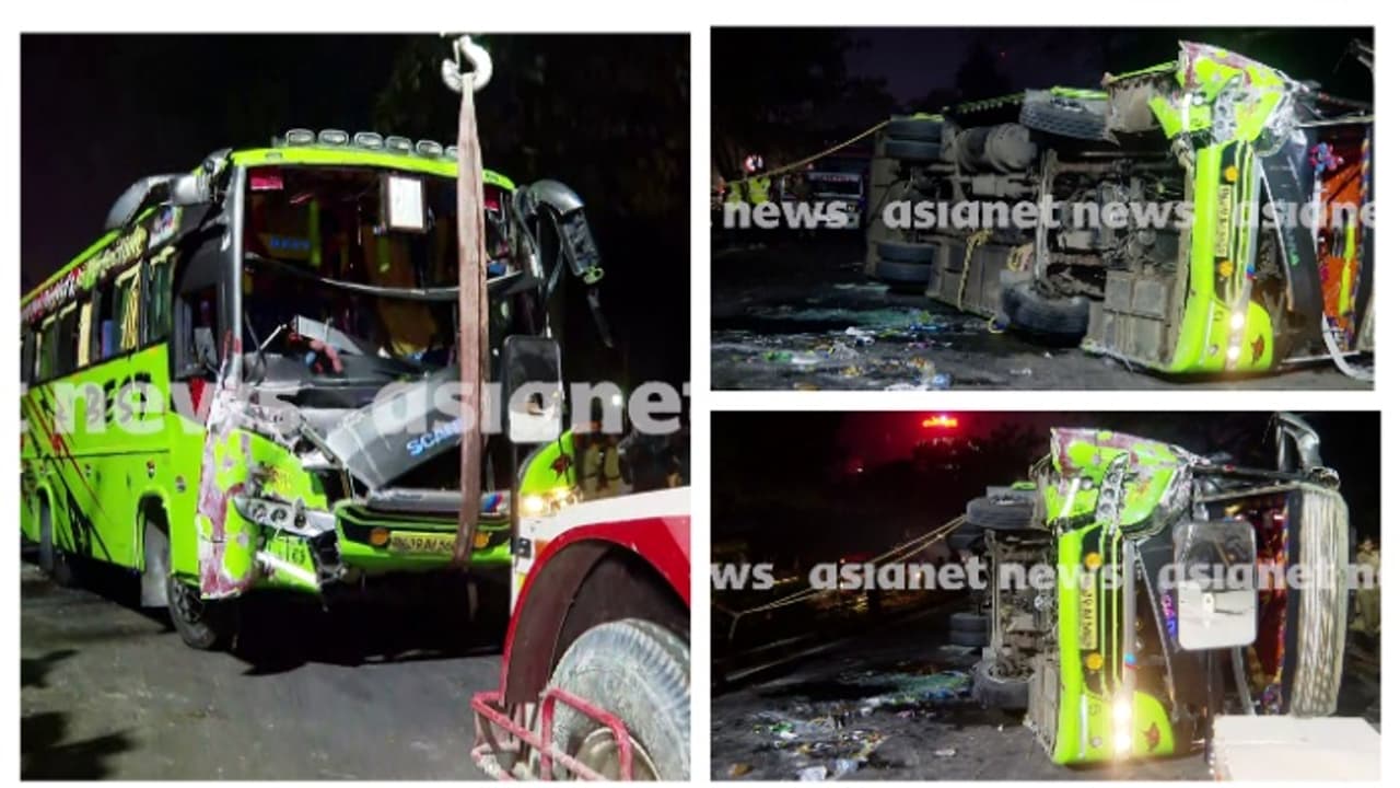 കൊച്ചി ചക്കരപ്പറമ്പിൽ കോളേജ് വിദ്യാര്‍ത്ഥികളുടെ ബസ് നിയന്ത്രണം വിട്ട് മറിഞ്ഞ് അപകടം; 3 പേർക്ക് പരിക്ക്