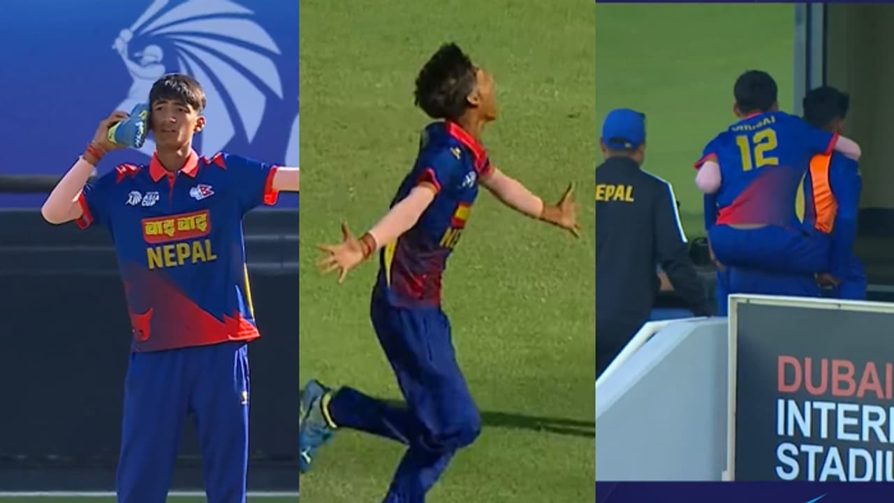 അണ്ട‍ർ 19 ഏഷ്യാ കപ്പ്: ആവേശം അൽപ്പം കൂടിപ്പോയി, വിക്കറ്റ് ആഘോഷത്തിനിടെ നേപ്പാൾ താരത്തിന് പരിക്ക്