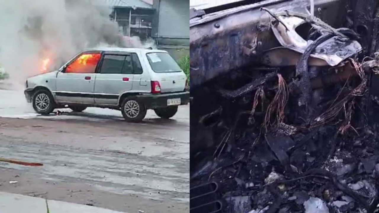 കോഴിക്കോട് ഓടിക്കൊണ്ടിരുന്ന കാറിൽ നിന്ന് പുക, പിന്നാലെ കത്തിയമർന്നു; ഡ്രൈവർ രക്ഷപ്പെട്ടത് തലനാരിഴക്ക്