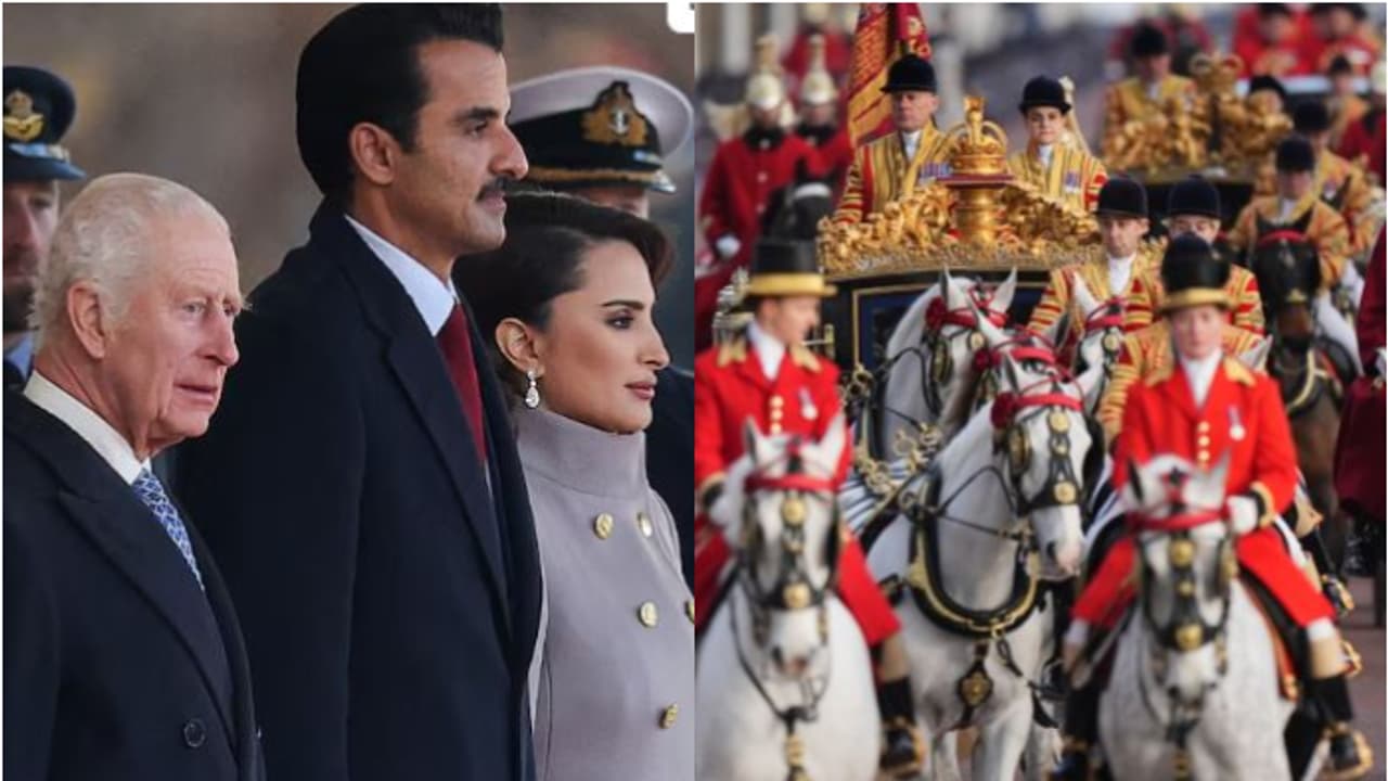 ബ്രിട്ടനിലെത്തിയ ഖത്തർ അമീറിന് രാജകീയ സ്വീകരണം; പരമോന്നത ബഹുമതി സമ്മാനിച്ച് ചാള്സ് രാജാവ് ബ്രിട്ടനിലെത്തിയ ഖത്തർ അമീറിന് രാജകീയ സ്വീകരണം; പരമോന്നത ബഹുമതി സമ്മാനിച്ച് ചാള്സ് രാജാവ്