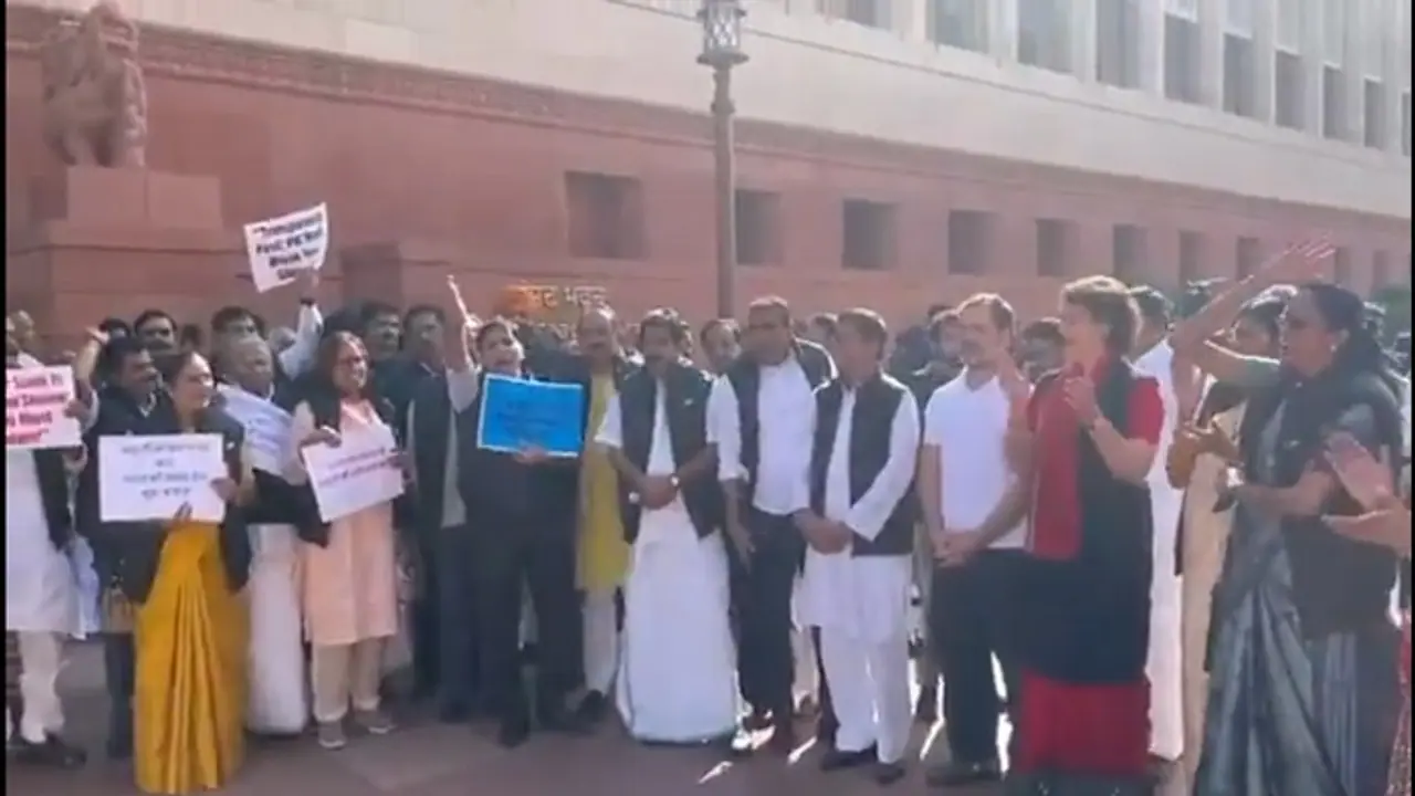 Parliament sees bold protest as Opposition wears 'Modi Adani Ek Hain' jackets (WATCH)