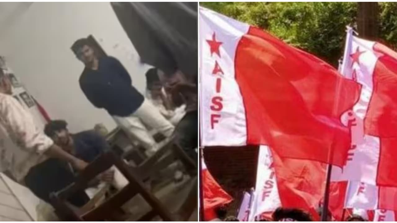 'ജനാധിപത്യ ധ്വംസനം', യൂണിവേഴ്സിറ്റി കോളേജിലെ 'ഇടിമുറി'യിൽ എസ്എഫ്ഐക്കെതിരെ രൂക്ഷവിമർശനവുമായി എഐഎസ്എഫ് 'ജനാധിപത്യ ധ്വംസനം', യൂണിവേഴ്സിറ്റി കോളേജിലെ 'ഇടിമുറി'യിൽ എസ്എഫ്ഐക്കെതിരെ രൂക്ഷവിമർശനവുമായി എഐഎസ്എഫ്