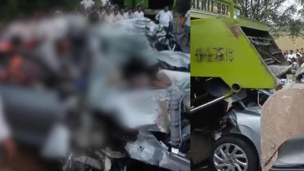 കരിമ്പ് ചതയ്ക്കുന്ന കൂറ്റൻ യന്ത്രത്തിലേക്ക് കാർ ഇടിച്ചുകയറി; കർണാടകയിൽ സ്ത്രീകളടക്കം 5 പേർക്ക് ദാരുണാന്ത്യം കരിമ്പ് ചതയ്ക്കുന്ന കൂറ്റൻ യന്ത്രത്തിലേക്ക് കാർ ഇടിച്ചുകയറി; കർണാടകയിൽ സ്ത്രീകളടക്കം 5 പേർക്ക് ദാരുണാന്ത്യം