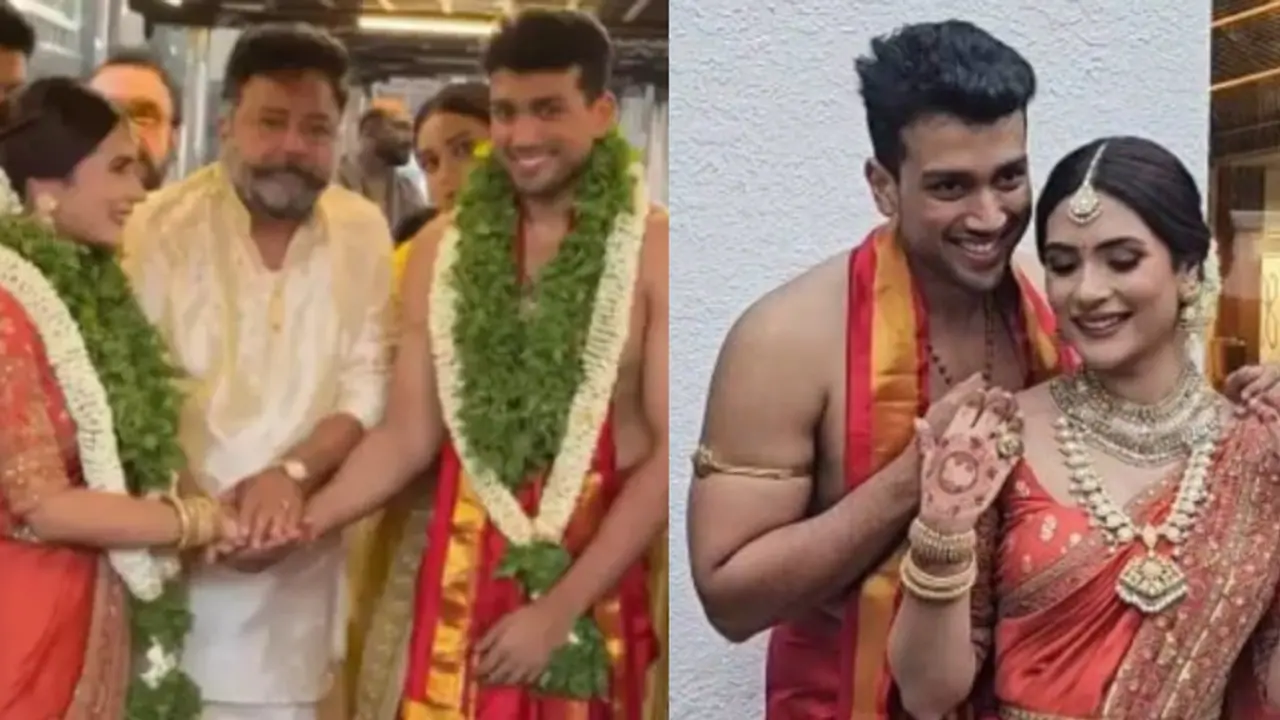Actor Kalidas Jayaram and Tarini Kalingarayar tie the knot at Guruvayur temple Actor Kalidas Jayaram and Tarini Kalingarayar tie the knot at Guruvayur temple
