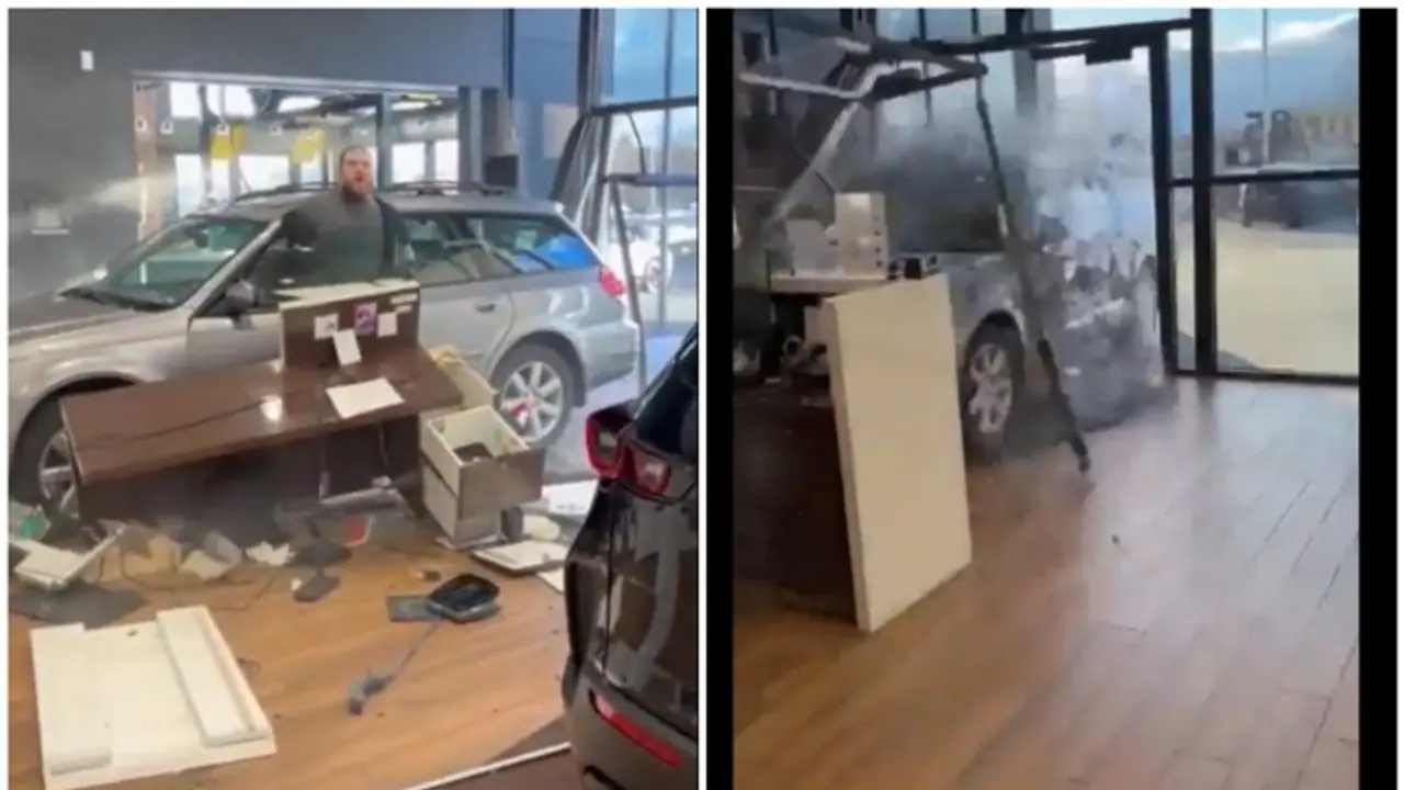 US man, furious over refund denial, crashes brand new car into showroom; terrifying video goes viral (WATCH) US man, furious over refund denial, crashes brand new car into showroom; terrifying video goes viral (WATCH)