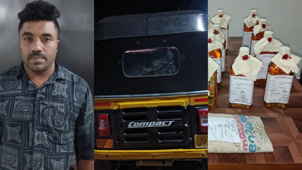 വിൽപ്പന ഓട്ടോയിൽ കറങ്ങിനടന്ന്, മാസങ്ങൾ നിരീക്ഷിച്ചു; യുവാവിൽ നിന്ന് പിടികൂടിയത് നിരവധി വിദേശ മദ്യക്കുപ്പികൾ