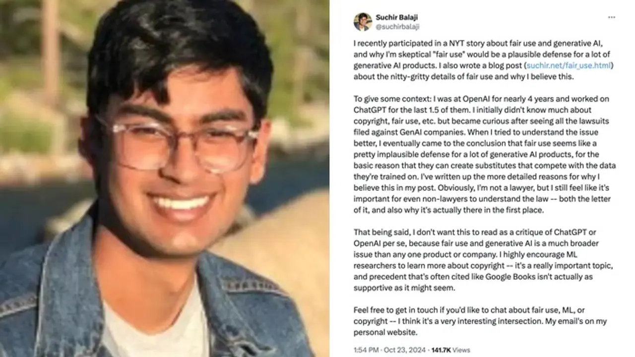 OpenAI whistleblower Suchir Balaji's final X post on AI and copyright goes viral after sudden death; read here