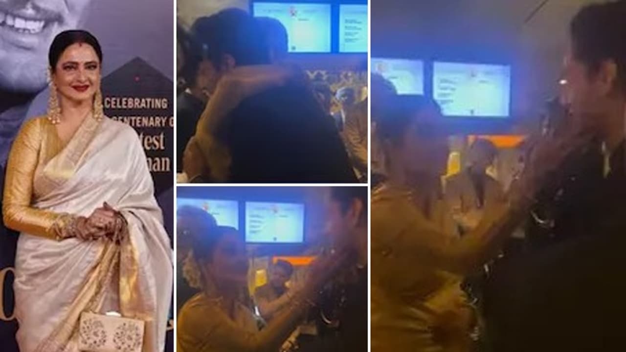 WATCH: Rekha hugs and kisses Amitabh Bachchan's grandson Agastya Nanda; video goes viral