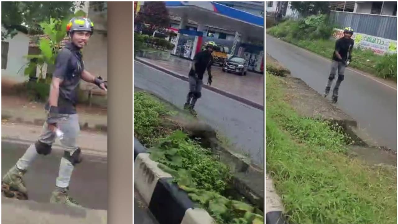 മുംബൈയിൽ നിന്ന് തൃശൂരിലേക്ക് സ്കേറ്റിം​ഗ്; ന​ഗരത്തിൽ വെച്ച് യുവാവ് പിടിയിൽ,അനിയനെ കാണാൻ എത്തിയതെന്ന് വിശദീകരണം
