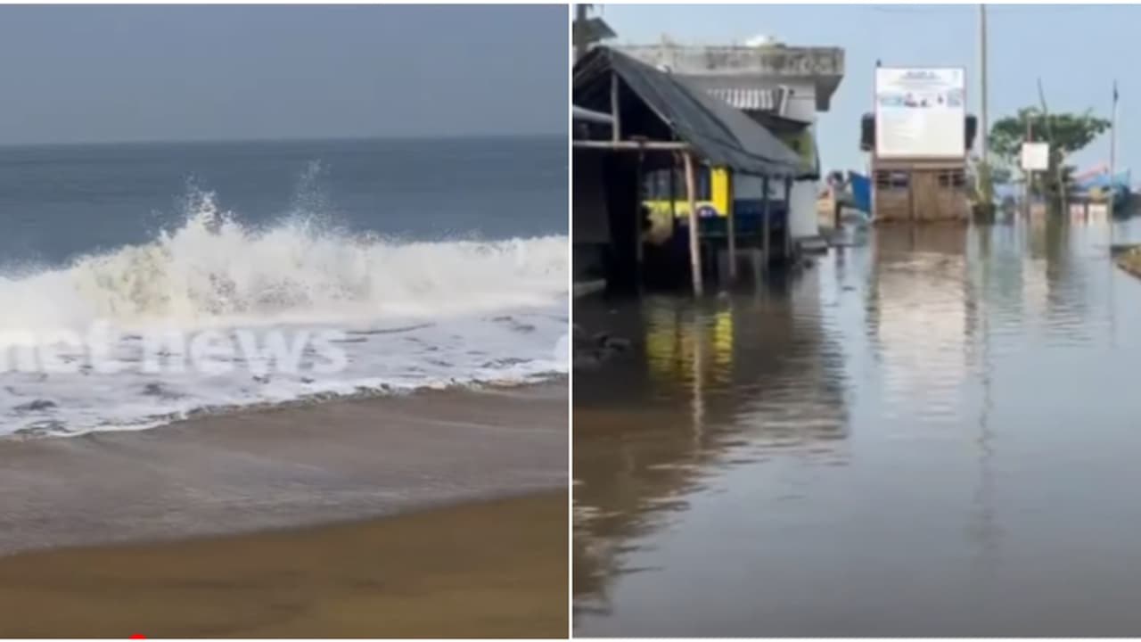 ചാവക്കാട് ബ്ലാങ്ങാട് ബീച്ചിൽ വൻ വേലിയേറ്റം, കടൽവെളളം കരയിലേക്ക്, പാർക്കിങ് ഗ്രൗണ്ട് ഉൾപ്പെടെ വെള്ളത്തിൽ മുങ്ങി ചാവക്കാട് ബ്ലാങ്ങാട് ബീച്ചിൽ വൻ വേലിയേറ്റം, കടൽവെളളം കരയിലേക്ക്, പാർക്കിങ് ഗ്രൗണ്ട് ഉൾപ്പെടെ വെള്ളത്തിൽ മുങ്ങി