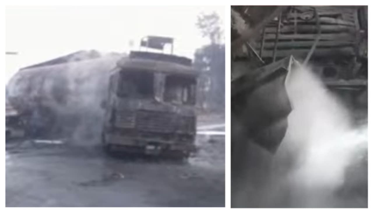 സിഎൻജി ട്രക്ക് വാഹനങ്ങളുമായി കൂട്ടിയിടിച്ചു; 7 മരണം, 35 പേർക്ക് പരിക്ക്, 30 വാഹനങ്ങൾ കത്തിനശിച്ചു സിഎൻജി ട്രക്ക് വാഹനങ്ങളുമായി കൂട്ടിയിടിച്ചു; 7 മരണം, 35 പേർക്ക് പരിക്ക്, 30 വാഹനങ്ങൾ കത്തിനശിച്ചു