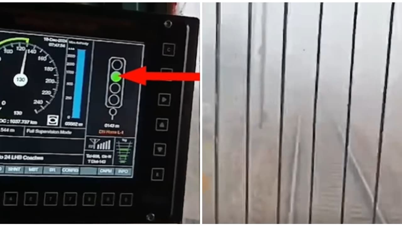 കനത്ത മൂടൽ മഞ്ഞിലും 130 കി.മീ വേഗത്തിൽ കുതിച്ചുപാഞ്ഞ് ട്രെയിൻ; ക്യാബിനുള്ളിൽ സിഗ്നൽ, കയ്യടി നേടി 'കവച്' കനത്ത മൂടൽ മഞ്ഞിലും 130 കി.മീ വേഗത്തിൽ കുതിച്ചുപാഞ്ഞ് ട്രെയിൻ; ക്യാബിനുള്ളിൽ സിഗ്നൽ, കയ്യടി നേടി 'കവച്'