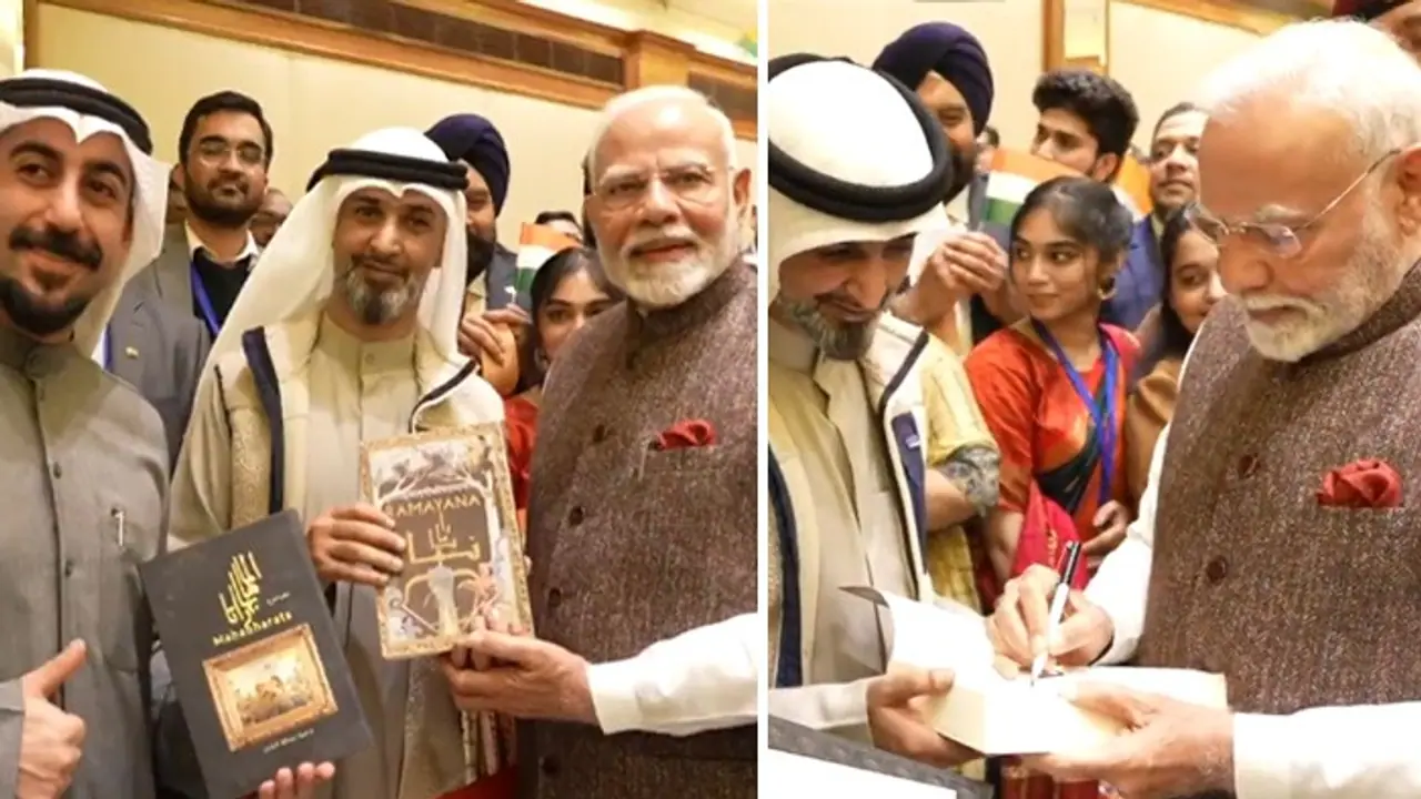 Ramayana, Mahabharata in Arabic: PM Modi meets translator & publisher, signs epics during Kuwait visit (WATCH) Ramayana, Mahabharata in Arabic: PM Modi meets translator & publisher, signs epics during Kuwait visit (WATCH)
