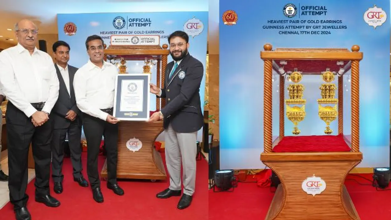 60ನೇ ವರ್ಷದ ಸಂಭ್ರಮದಲ್ಲಿರುವ GRT ಜ್ಯುವೆಲರ್ಸ್ನಿಂದ ಗಿನ್ನೆಸ್ ದಾಖಲೆ; 3.527 ಕೆಜಿ ತೂಕದ ಜುಮುಕಿ ಅನಾವರಣ 60ನೇ ವರ್ಷದ ಸಂಭ್ರಮದಲ್ಲಿರುವ GRT ಜ್ಯುವೆಲರ್ಸ್ನಿಂದ ಗಿನ್ನೆಸ್ ದಾಖಲೆ; 3.527 ಕೆಜಿ ತೂಕದ ಜುಮುಕಿ ಅನಾವರಣ