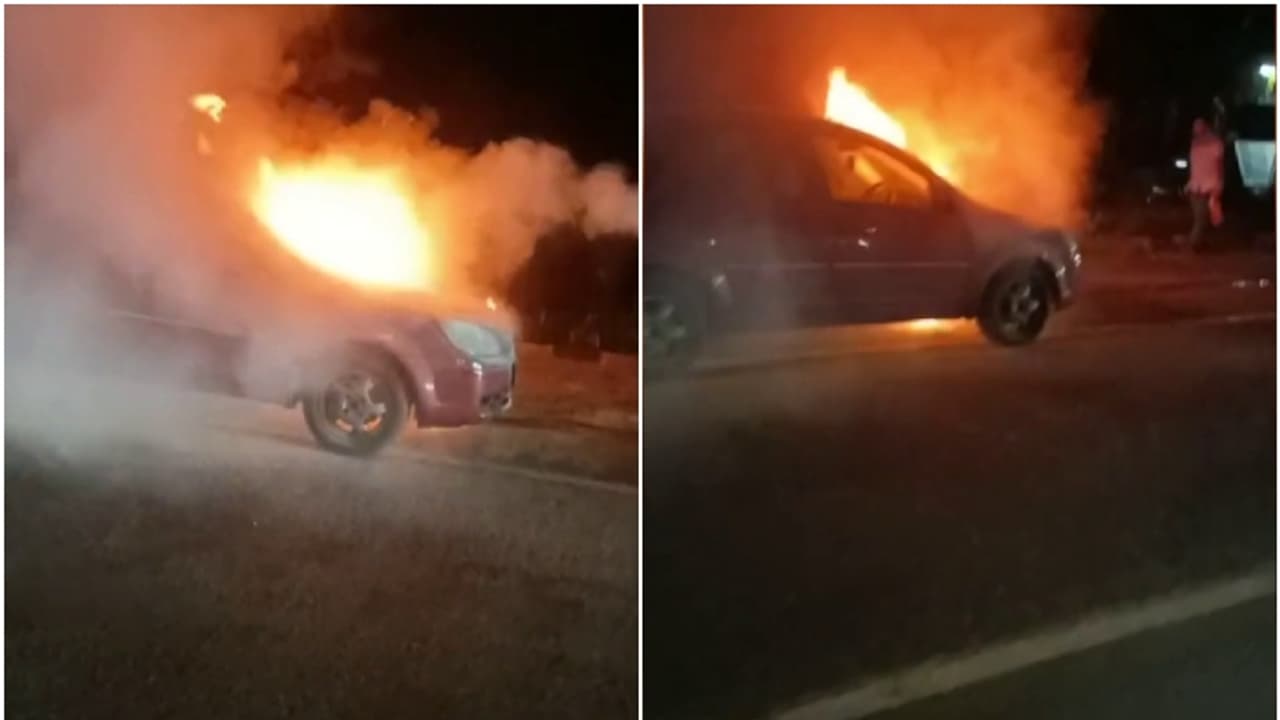 തിരുവനന്തപുരത്ത് ഓടിക്കൊണ്ടിരിക്കെ കാറിന് തീപിടിച്ചു; കാറിലുണ്ടായിരുന്ന 5 പേരും പരിക്കുകളില്ലാതെ രക്ഷപ്പെട്ടു