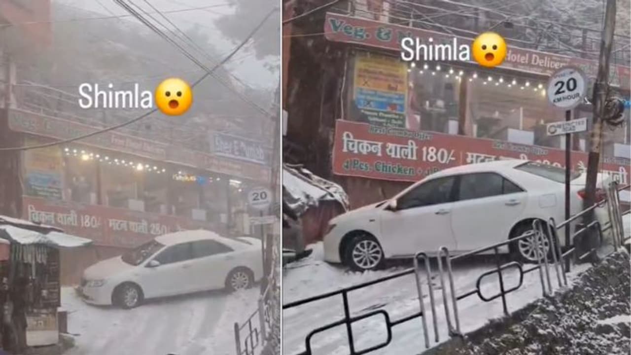Shimla snowfall: Toyota sedan skids on Icy roads as tourists flood the city (WATCH)