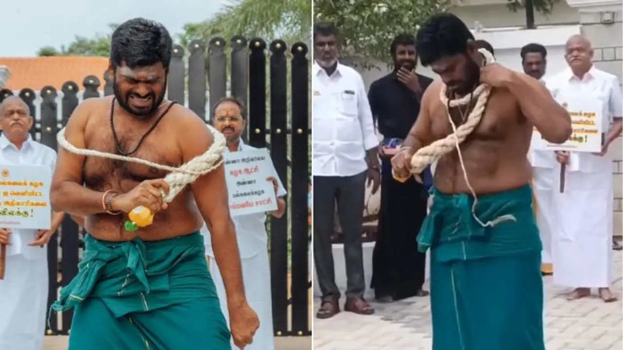 Tamil Nadu: BJP chief K Annamalai whips himself to protest Anna University sexual assault case (WATCH)