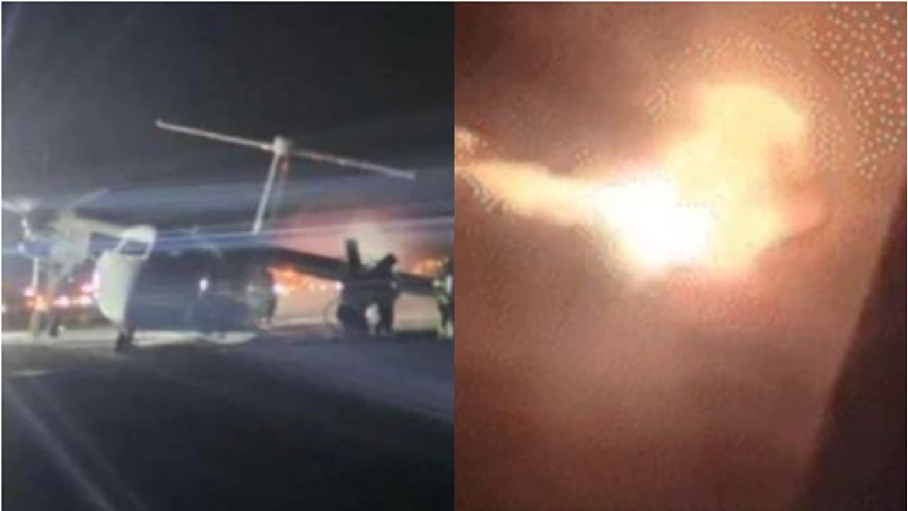 ലാൻഡ് ചെയ്യുന്നതിനിടെ വൻ ശബ്ദം, റൺവേയിൽ നിന്ന് തെന്നിമാറിയ വിമാനത്തിന് തീപിടിച്ചു; കാരണം ലാൻഡിങ് ഗിയ‍ർ തകരാർ