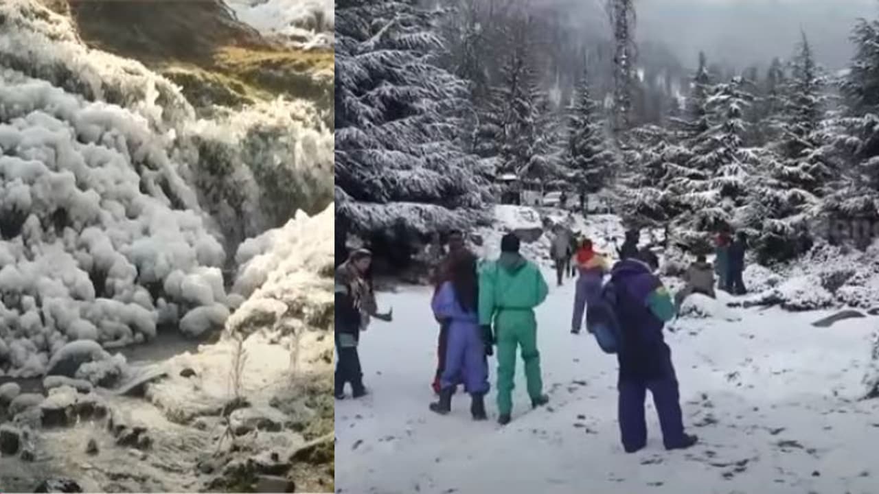 വെള്ളച്ചാട്ടങ്ങളും നദികളും വരെ തണുത്തുറഞ്ഞു, ഉത്തരേന്ത്യയിൽ ശൈത്യം കടുത്തെങ്കിലും ആഘോഷിക്കാനുറച്ച് സഞ്ചാരികൾ 