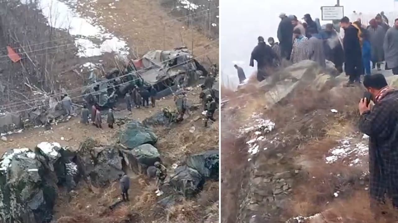 Jammu and Kashmir: Three soldiers killed, three injured as Army vehicle falls into gorge in Bandipora (WATCH) Jammu and Kashmir: Three soldiers killed, three injured as Army vehicle falls into gorge in Bandipora (WATCH)