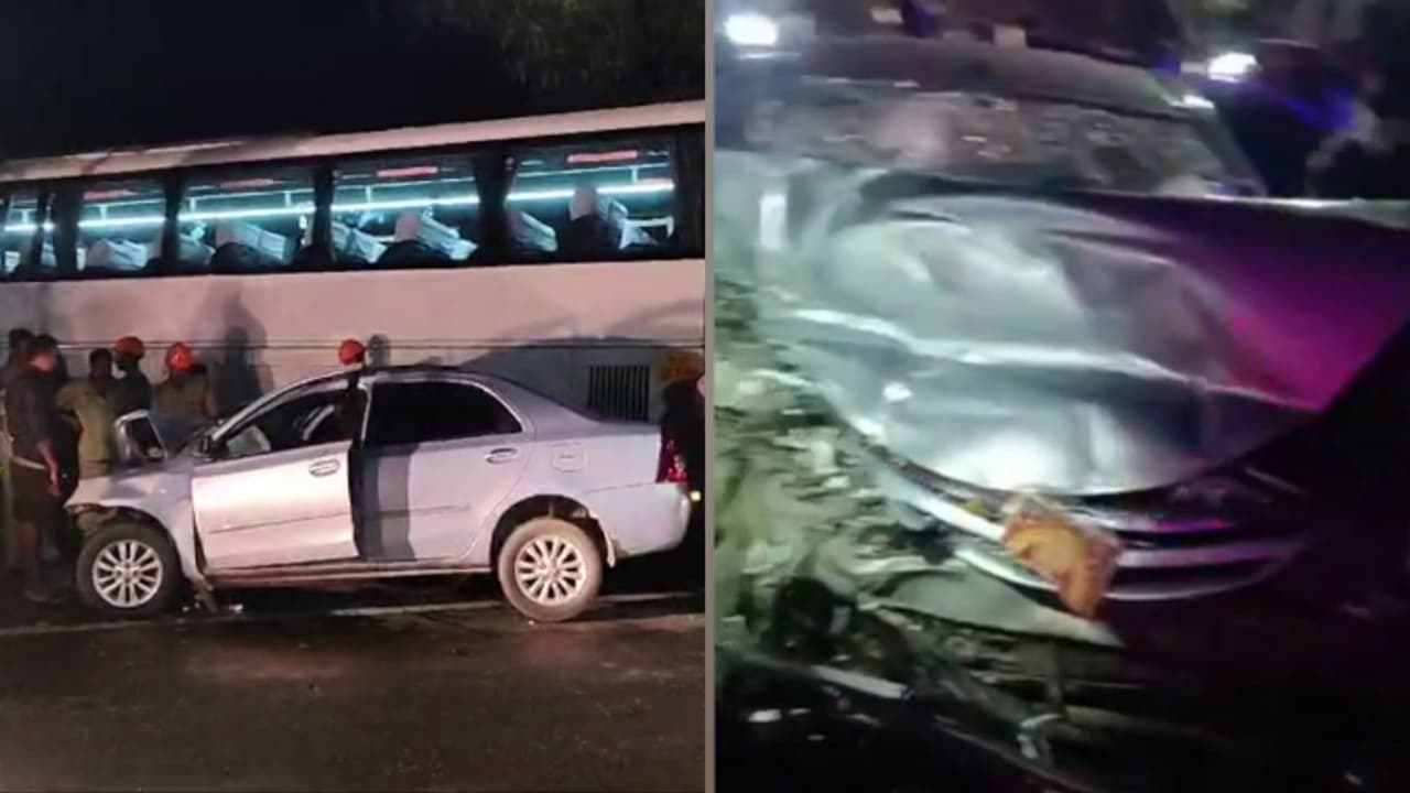 കൊല്ലത്ത് ശബരിമല തീർത്ഥാടകർ സഞ്ചരിച്ച കാറും ടൂറിസ്റ്റ് ബസും കൂട്ടിയിടിച്ചു; 2 പേർ മരിച്ചു, 3 പേർക്ക് പരിക്ക് കൊല്ലത്ത് ശബരിമല തീർത്ഥാടകർ സഞ്ചരിച്ച കാറും ടൂറിസ്റ്റ് ബസും കൂട്ടിയിടിച്ചു; 2 പേർ മരിച്ചു, 3 പേർക്ക് പരിക്ക്