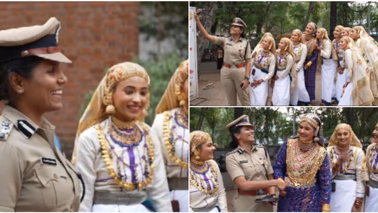 അണിഞ്ഞൊരുങ്ങിയ ഒപ്പനക്കാരികളെ കാണാൻ യൂണിഫോമിൽ 'ബീഗ'മെത്തി; മിടുക്കികൾക്കൊപ്പം പാട്ട്, കൂടെ സെൽഫിയും അണിഞ്ഞൊരുങ്ങിയ ഒപ്പനക്കാരികളെ കാണാൻ യൂണിഫോമിൽ 'ബീഗ'മെത്തി; മിടുക്കികൾക്കൊപ്പം പാട്ട്, കൂടെ സെൽഫിയും