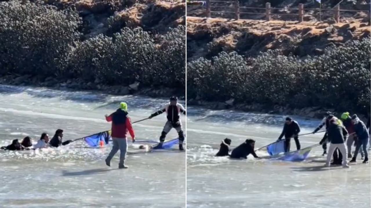 Dramatic video of tourists stuck in Arunachal Pradesh's frozen lake goes viral, Kiren Rijiju reacts (WATCH)