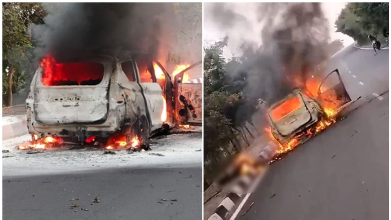 ഓടിക്കൊണ്ടിരിക്കെ കാറിന് തീ പിടിച്ചു, യുവാവും യുവതിയും വെന്തുമരിച്ചു, യുവതിയെ തിരിച്ചറിഞ്ഞില്ല 