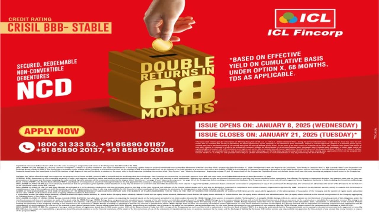 ICL Fincorp: സെക്യൂർഡ് എൻസിഡി പബ്ലിക് ഇഷ്യൂ ജനുവരി 8 മുതൽ