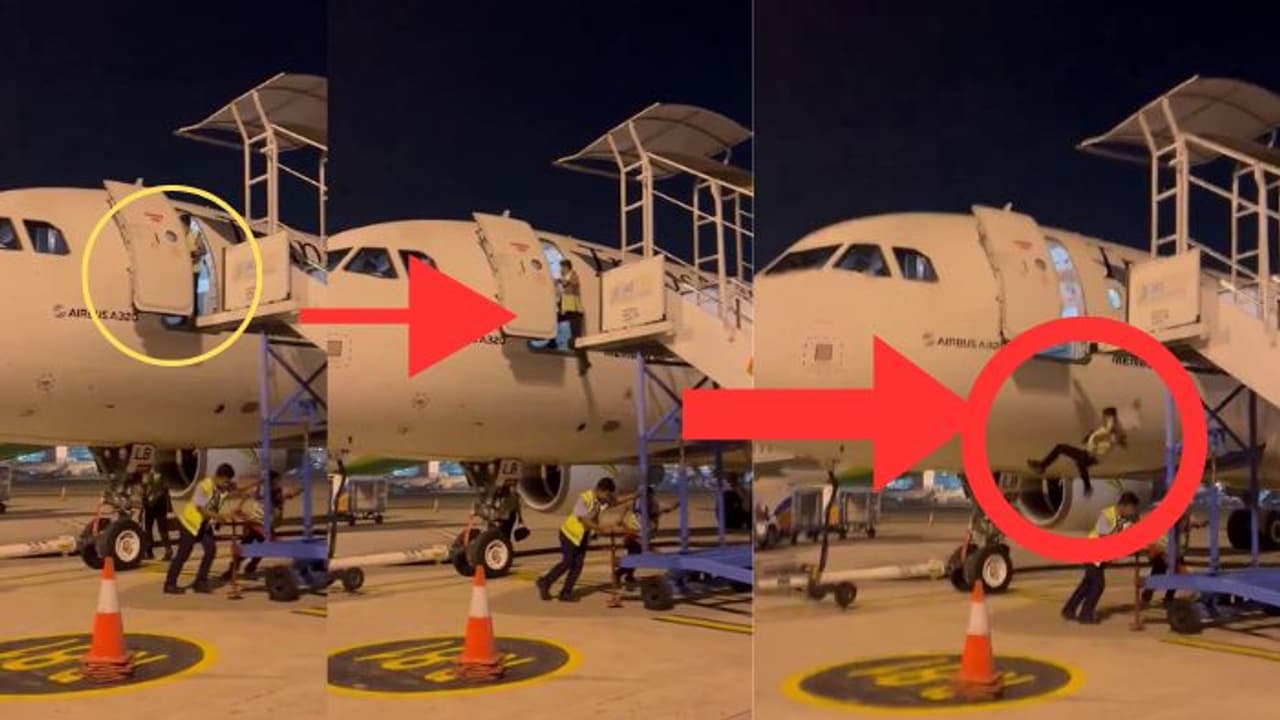 ವಿಮಾನದಿಂದ ಹೊರ ಬರೋವಷ್ಟರಲ್ಲಿಯೇ ಮೆಟ್ಟಿಲು ತೆಗೆದ್ರು; ಆಯತಪ್ಪಿ ಕೆಳಗೆ ಬಿದ್ದ ಏರ್‌ಪೋರ್ಟ್ ಸಿಬ್ಬಂದಿ