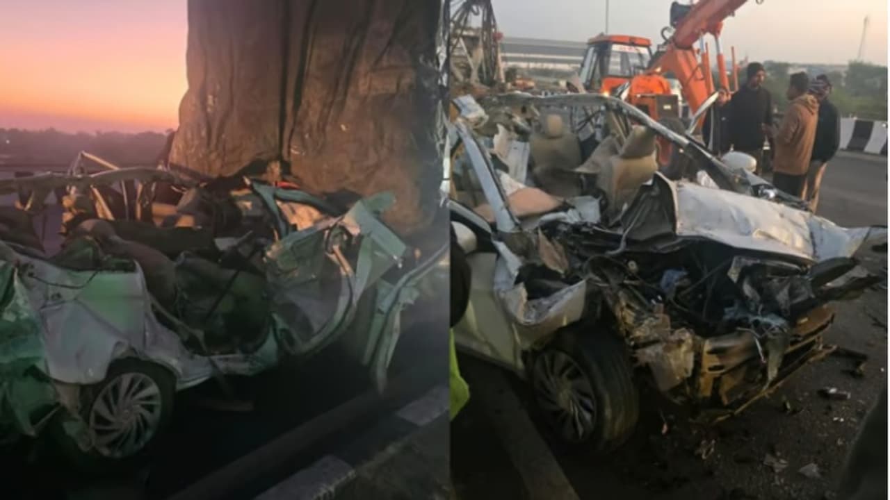 കാറിന് പിന്നിൽ ട്രക്ക് ഇടിച്ചു, മുന്നിലുള്ള മറ്റൊരു ട്രക്കിലേക്ക് ഇടിച്ചുകയറി; മൂന്ന് പേർക്ക് ദാരുണാന്ത്യം കാറിന് പിന്നിൽ ട്രക്ക് ഇടിച്ചു, മുന്നിലുള്ള മറ്റൊരു ട്രക്കിലേക്ക് ഇടിച്ചുകയറി; മൂന്ന് പേർക്ക് ദാരുണാന്ത്യം