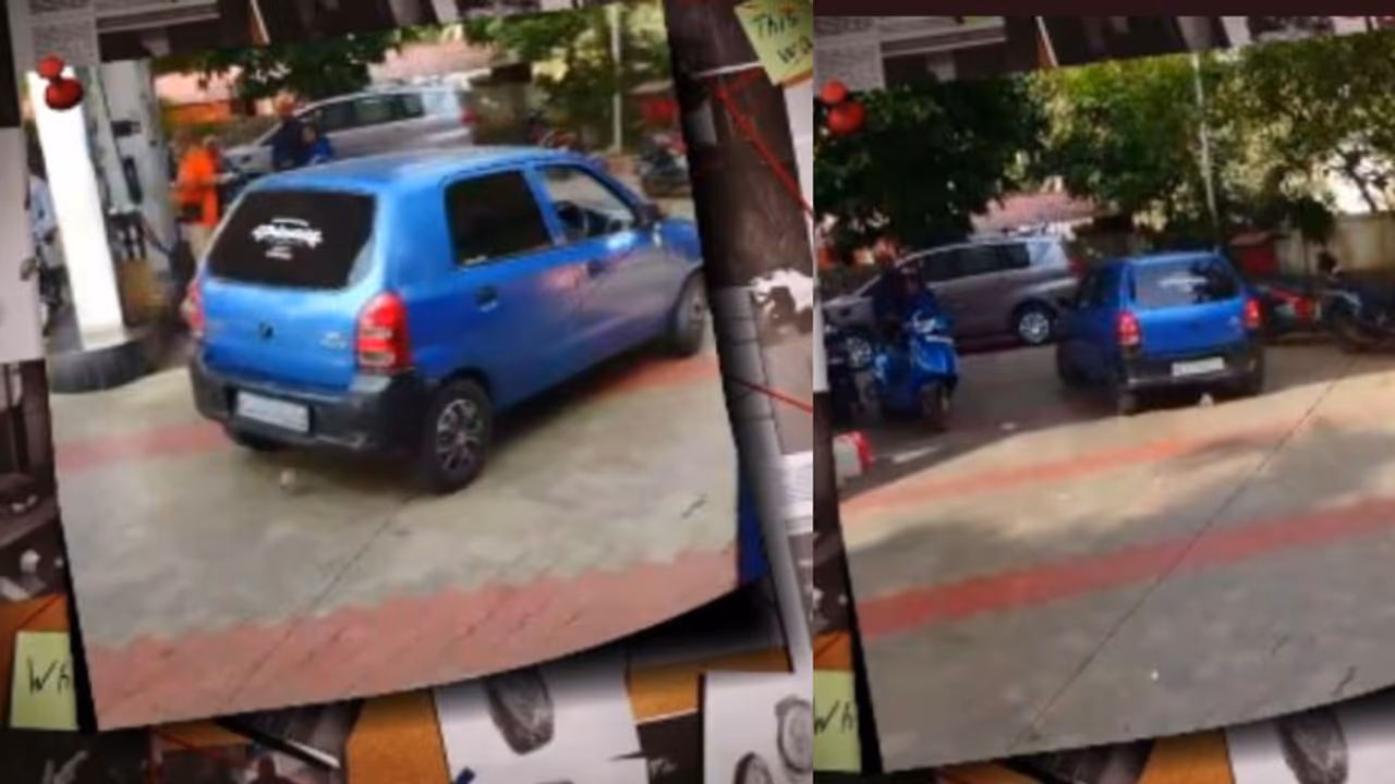 നീല കളറുള്ള ഓൾട്ടോ കാർ, കൊല്ലത്തെ പമ്പിലേക്ക് ഓടിച്ച് കയറ്റി, വട്ടം ചുറ്റി യുവാവിന്‍റെ അഭ്യാസം; അന്വേഷണം