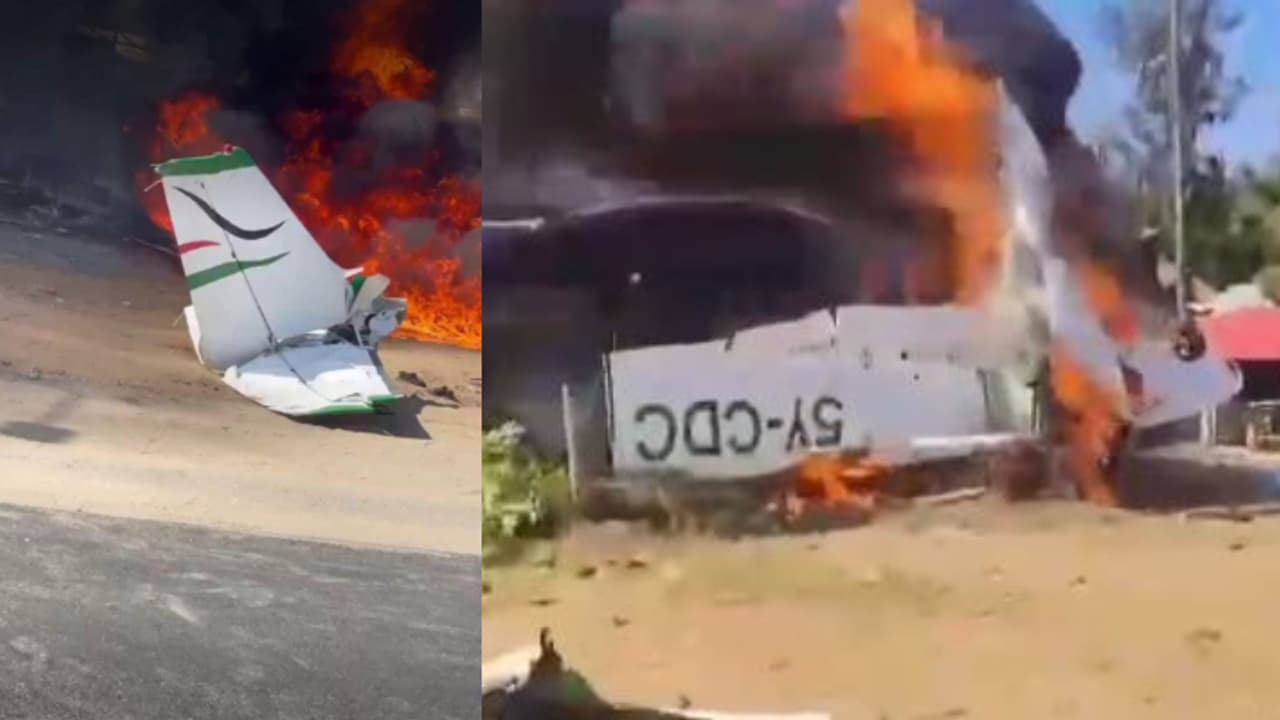 ദേശീയപാതയ്ക്ക് സമീപത്തെ കെട്ടിടത്തിൽ ഇടിച്ച ചെറുവിമാനം നിലത്ത് വീണ് കത്തിയമർന്നു, കെനിയയിൽ 3 പേർ മരിച്ചു ദേശീയപാതയ്ക്ക് സമീപത്തെ കെട്ടിടത്തിൽ ഇടിച്ച ചെറുവിമാനം നിലത്ത് വീണ് കത്തിയമർന്നു, കെനിയയിൽ 3 പേർ മരിച്ചു