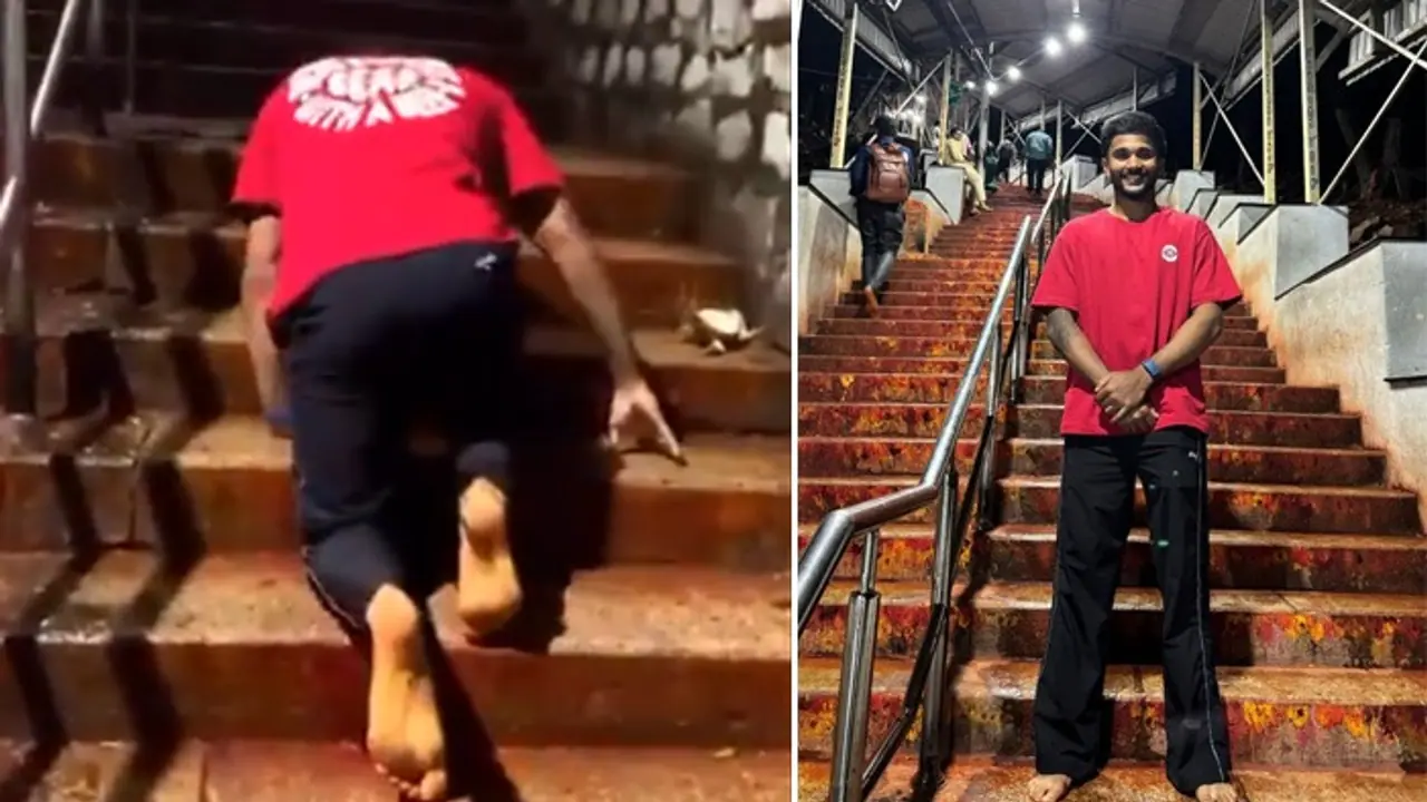 Nitish Kumar Reddy climbs Tirumala temple stairs on knees after returning from Australia tour (WATCH)