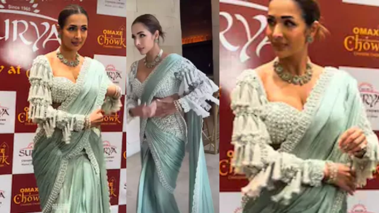 മിന്‍റ് ഗ്രീന്‍ സാരിയില്‍ സ്റ്റൈലിഷ് ലുക്കില്‍ മലൈക അറോറ; വീഡിയോ 