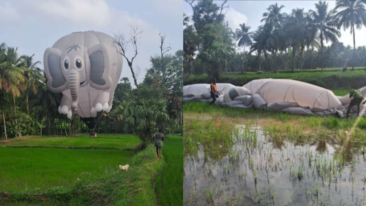 പറന്നത് പൊലീസ് ഉദ്യോഗസ്ഥനും മക്കളും, 20 കിമി കഴിഞ്ഞ് ഭീമൻ ബലൂൺ ഇന്ധനം തീർന്നു, പാലക്കാട് പാടത്ത് ഇടിച്ചിറക്കി പറന്നത് പൊലീസ് ഉദ്യോഗസ്ഥനും മക്കളും, 20 കിമി കഴിഞ്ഞ് ഭീമൻ ബലൂൺ ഇന്ധനം തീർന്നു, പാലക്കാട് പാടത്ത് ഇടിച്ചിറക്കി