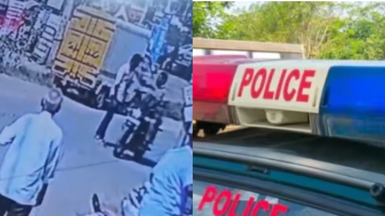 ഫോണിൽ നോക്കി റോഡ് മുറിച്ചു കടന്നു, ഹെൽമറ്റില്ലാതെ ബൈക്കിൽ വന്ന് പൊലീസ് മുഖത്തടിച്ചു; വീഡിയോ കാണാം ഫോണിൽ നോക്കി റോഡ് മുറിച്ചു കടന്നു, ഹെൽമറ്റില്ലാതെ ബൈക്കിൽ വന്ന് പൊലീസ് മുഖത്തടിച്ചു; വീഡിയോ കാണാം