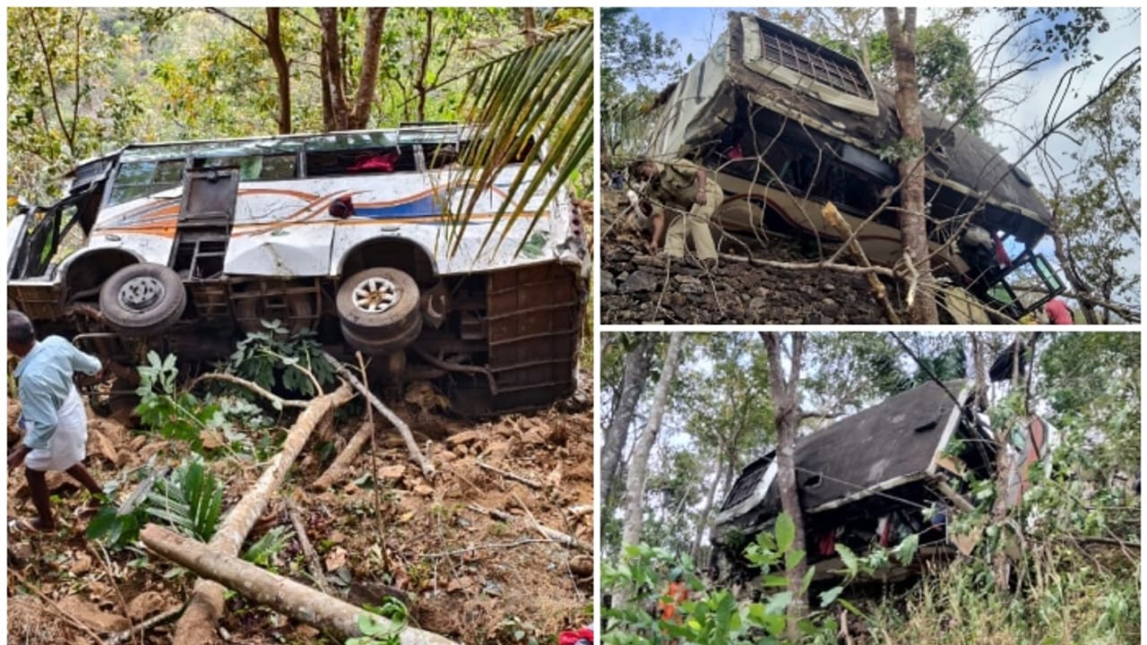 ശബരിമല തീർത്ഥാടകരുടെ ബസ് നിയന്ത്രണം വിട്ട് താഴ്ചയിലേക്ക് മറിഞ്ഞു; മരത്തിൽ തങ്ങി നിന്നു, വൻ ദുരന്തം ഒഴിവായി ശബരിമല തീർത്ഥാടകരുടെ ബസ് നിയന്ത്രണം വിട്ട് താഴ്ചയിലേക്ക് മറിഞ്ഞു; മരത്തിൽ തങ്ങി നിന്നു, വൻ ദുരന്തം ഒഴിവായി