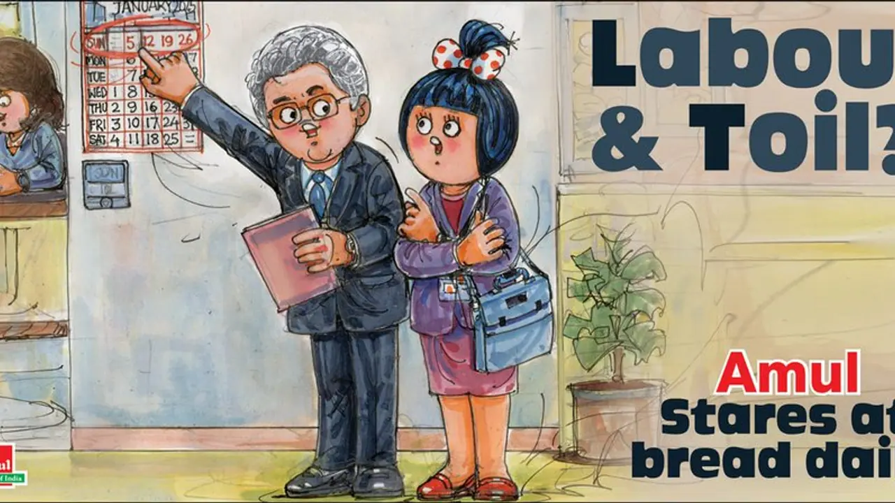 'Amul stares at bread daily': Dairy brand weighs in on 90 hour workweek debate with witty doodle; see post 'Amul stares at bread daily': Dairy brand weighs in on 90 hour workweek debate with witty doodle; see post