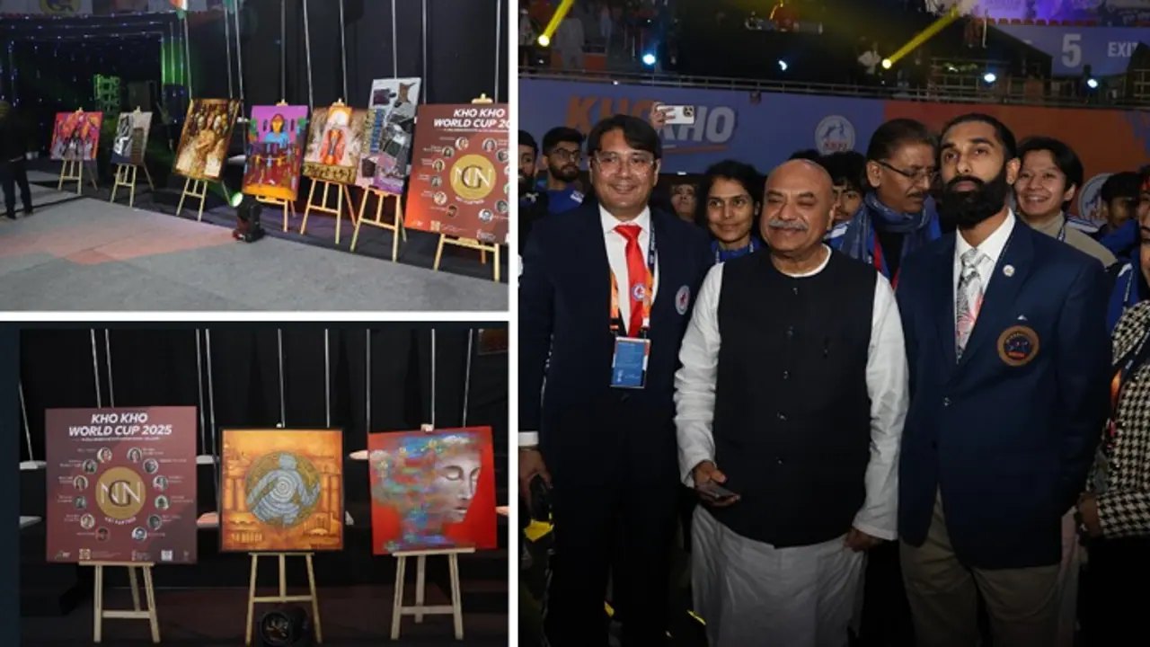 Kho Kho World Cup 2025: KKFI President Sudhanshu Mittal honours artists and their paintings at mega event Kho Kho World Cup 2025: KKFI President Sudhanshu Mittal honours artists and their paintings at mega event