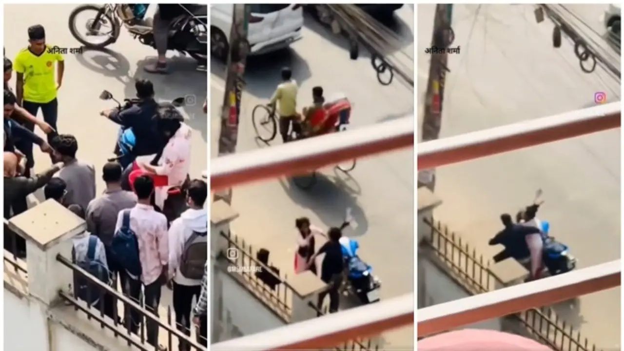 Ghar ke kalesh on road? Couple slap, punch each other in broad daylight, later go on bike together (WATCH) Ghar ke kalesh on road? Couple slap, punch each other in broad daylight, later go on bike together (WATCH)