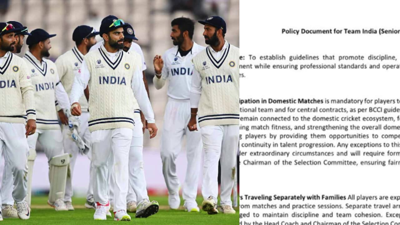 താരങ്ങൾക്ക് പെരുമാറ്റചട്ടവുമായി ബിസിസിഐ; കുടുംബത്തിനൊപ്പം തനിച്ച് യാത്ര വേണ്ട, ആഭ്യന്തര മത്സരങ്ങൾ നിർബന്ധം താരങ്ങൾക്ക് പെരുമാറ്റചട്ടവുമായി ബിസിസിഐ; കുടുംബത്തിനൊപ്പം തനിച്ച് യാത്ര വേണ്ട, ആഭ്യന്തര മത്സരങ്ങൾ നിർബന്ധം