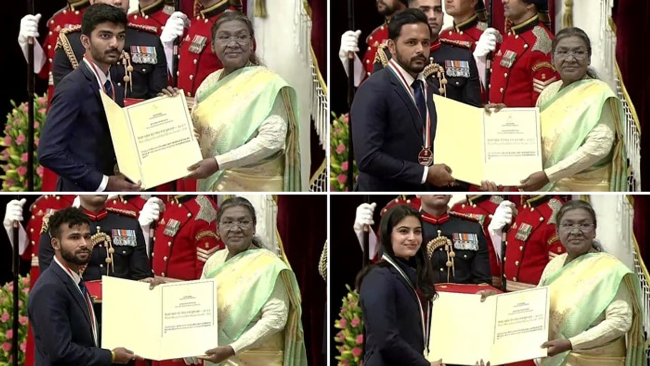 National Sports Awards: Manu Bhaker, Gukesh & more honoured; cash prize revealed, awardees list here (WATCH) National Sports Awards: Manu Bhaker, Gukesh & more honoured; cash prize revealed, awardees list here (WATCH)