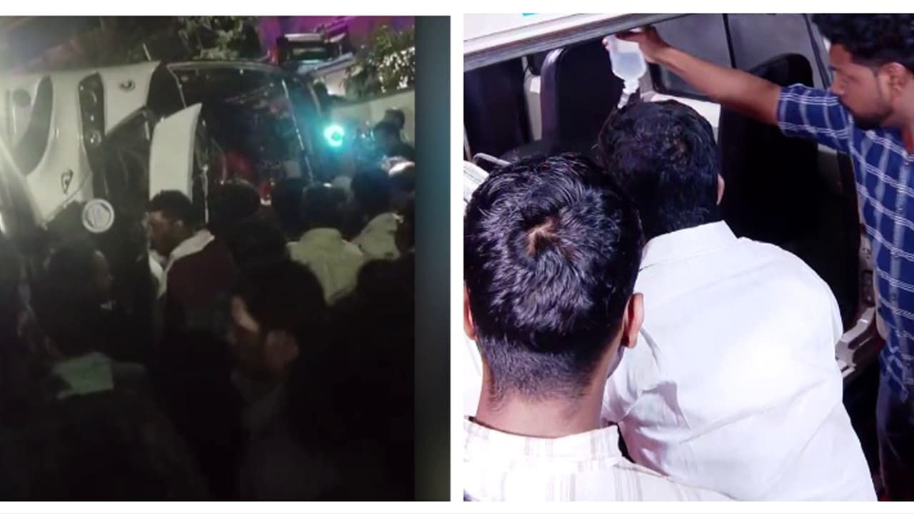 നെടുമങ്ങാട് ഇരിഞ്ചയത്ത് ടൂറിസ്റ്റ് ബസ് മറിഞ്ഞ് അപകടം, ഒരാൾ മരിച്ചു; നിരവധി പേര്ക്ക് പരിക്കേറ്റു നെടുമങ്ങാട് ഇരിഞ്ചയത്ത് ടൂറിസ്റ്റ് ബസ് മറിഞ്ഞ് അപകടം, ഒരാൾ മരിച്ചു; നിരവധി പേര്ക്ക് പരിക്കേറ്റു