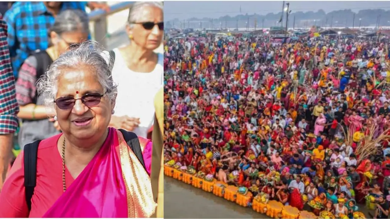 ಮಹಾಕುಂಭ ಮೇಳದಲ್ಲಿ ಸುಧಾ ಮೂರ್ತಿ, ಮೂರು ದಿನ ಪುಣ್ಯ ಸ್ನಾನ, ಪಿತೃಗಳಿಗೆ ತರ್ಪಣ ಅರ್ಪಿಸುವ ಸಂಕಲ್ಪ