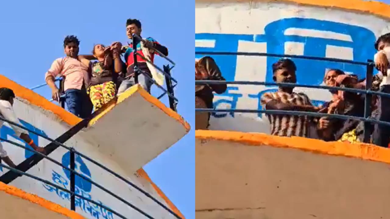 Teenage girl threatens to jump from water tank in UP over family’s refusal to accept her love (WATCH)