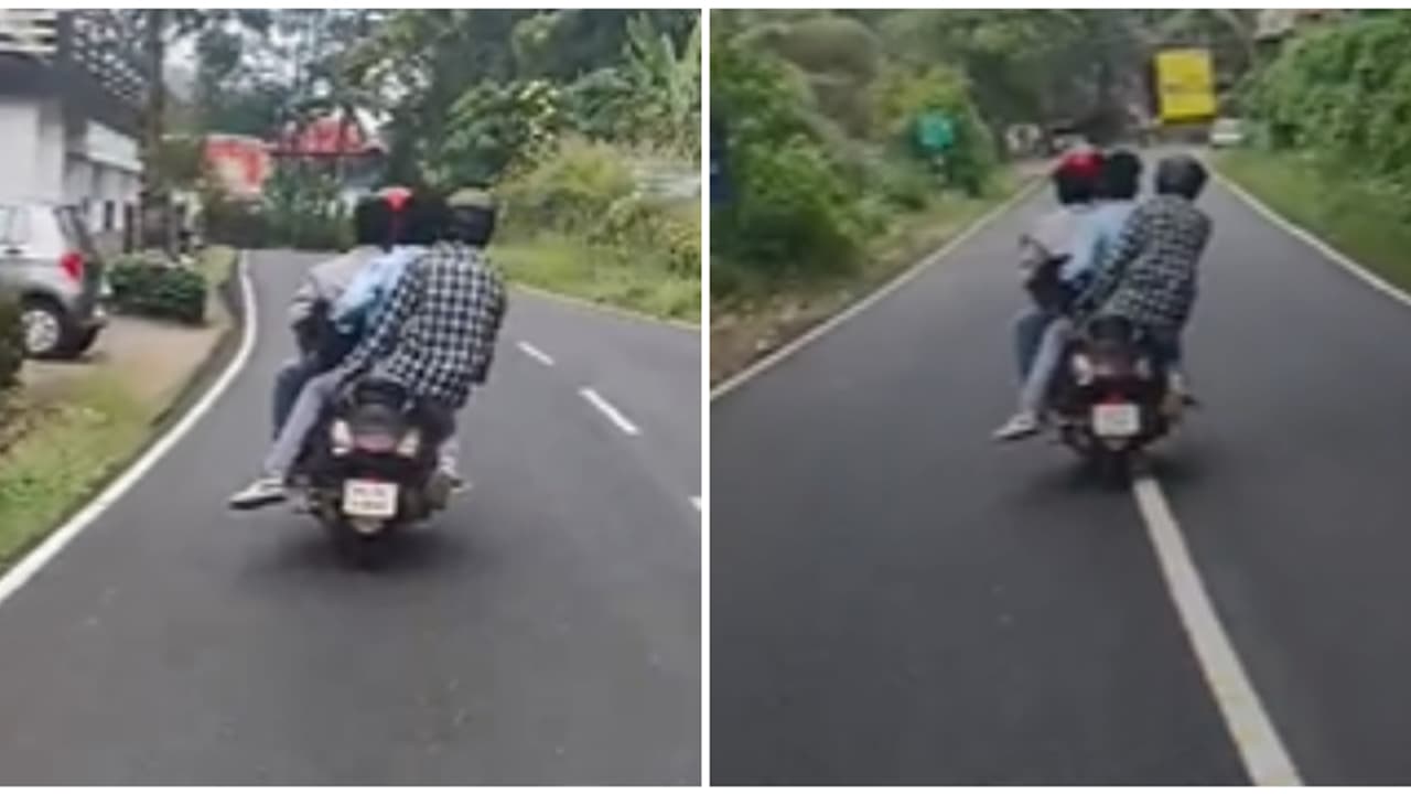 കാണുന്നവർക്ക് പോലും പേടിയായി പോകും, മൈലപ്രയിൽ സ്കൂട്ടറിൽ നാല് യുവാക്കളുടെ അപകടയാത്ര; എംവിഡി അന്വേഷണം തുടങ്ങി കാണുന്നവർക്ക് പോലും പേടിയായി പോകും, മൈലപ്രയിൽ സ്കൂട്ടറിൽ നാല് യുവാക്കളുടെ അപകടയാത്ര; എംവിഡി അന്വേഷണം തുടങ്ങി