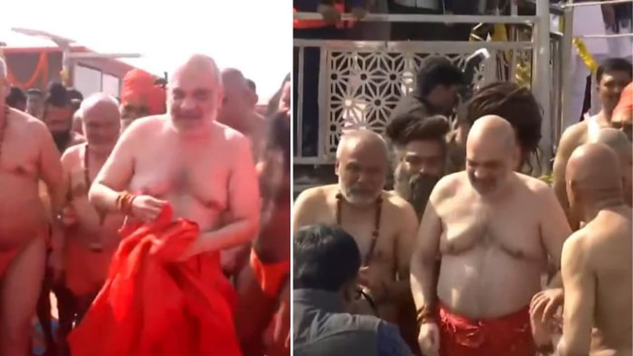 Maha Kumbh 2025: Amit Shah takes holy dip at Triveni Sangam in Prayagraj, Baba Ramdev, CM Yogi present (WATCH)