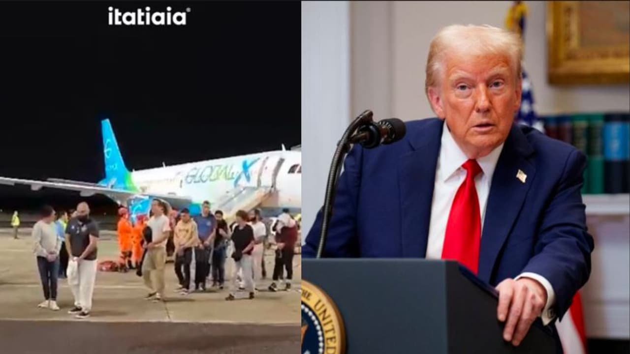 ಕೈಗೆ ಕೋಳ ಹಾಕಿ ನೀರನ್ನು ಕೊಡದೇ ಬ್ರೆಜಿಲ್ ಅಕ್ರಮ ವಲಸಿಗರ ವಿಮಾನವೇರಿಸಿದ ಡೊನಾಲ್ಡ್ ಟ್ರಂಪ್ ಕೈಗೆ ಕೋಳ ಹಾಕಿ ನೀರನ್ನು ಕೊಡದೇ ಬ್ರೆಜಿಲ್ ಅಕ್ರಮ ವಲಸಿಗರ ವಿಮಾನವೇರಿಸಿದ ಡೊನಾಲ್ಡ್ ಟ್ರಂಪ್