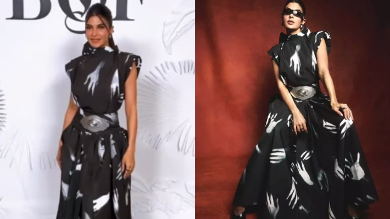 ബ്ലാക്ക് ആൻഡ് വൈറ്റ് ഔട്ട്ഫിറ്റിൽ ജാക്വിലിന്‍ ഫെർണാണ്ടസ്; ചിത്രങ്ങൾ വൈറല്‍